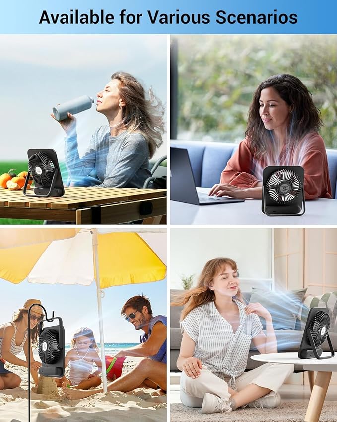 WHATOOK Small Desk Fan Personal Fans: 5000mah 25 Hours Battery Office Quiet - Image 7