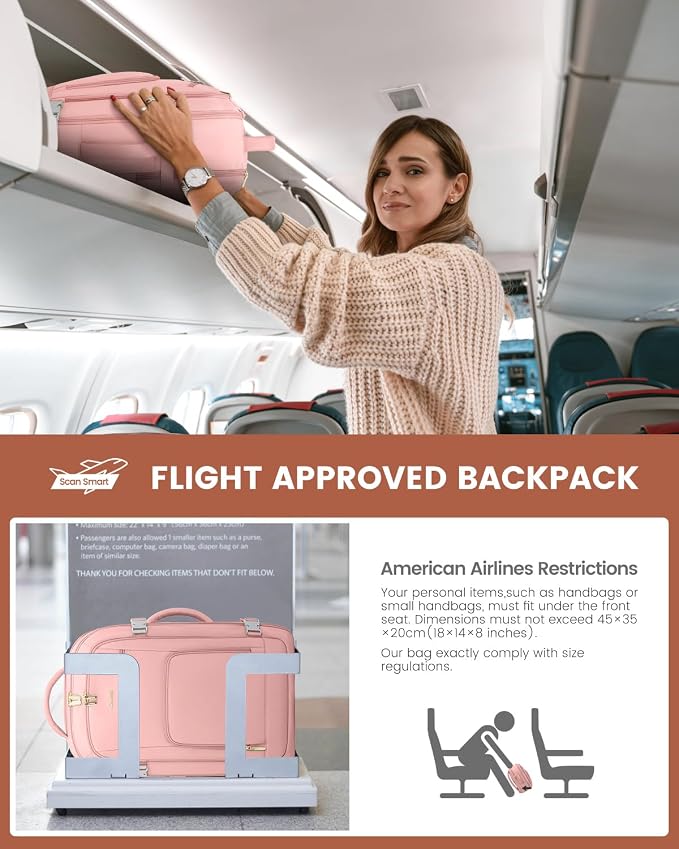 LOVEVOOK Travel Backpack For Women, 40L Carry On Backpack Flight Approved - Image 4