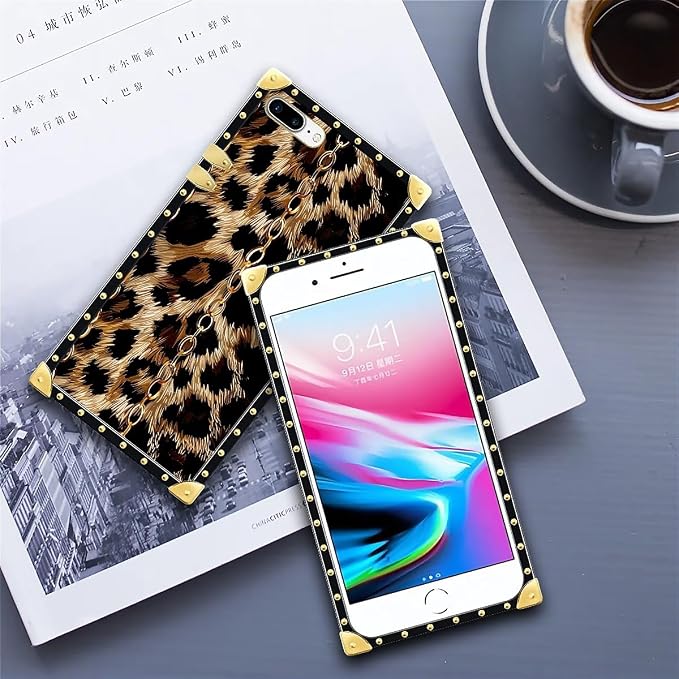 Compatible with iPhone 8 Plus 7 Plus Case, Seamless Gold Chain Leopard Luxury - Image 6