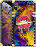 Compatible with iPhone XR Case, Cool Corlorful Lip Marble Luxury Golden by Unknown