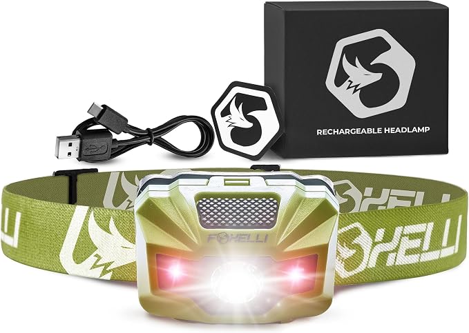 Foxelli USB‑C Rechargeable LED Headlamp – Ultra‑Light 2.4 oz & by FOXELLI