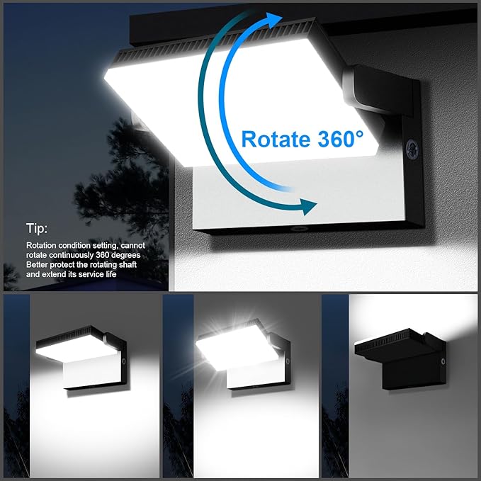 Modern Sleek LED Flood Light, 360° Rotatable 120W Commercial Wall Pack - Image 5