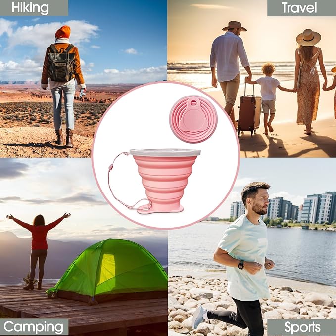 Silicone Collapsible Cups for Camping Travel, Small Portable Backpacking - Image 5