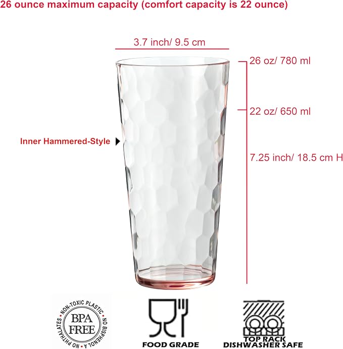 KOXIN-KARLU Mixed Drinkware 26-ounce Plastic Tumbler Acrylic Water Glasses - Image 2