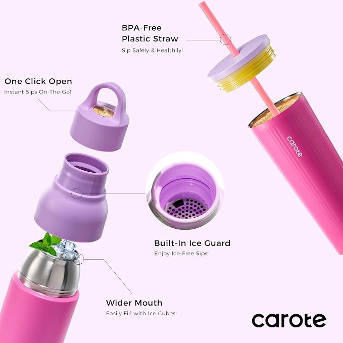 CAROTE 19 oz One-Click Open Insulated Water Bottle & 21 oz Tumblers - Image 5