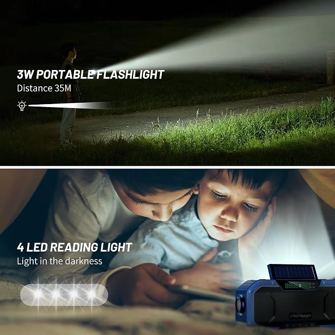 Bluetooth Hand Crank Emergency Solar Powered Radio, Waterproof Portable NOAA - Image 7