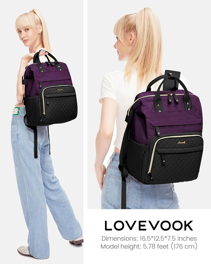 LOVEVOOK Laptop Backpack for Women, 15.6'' Waterproof Nurse Bag Teacher Work - Image 4