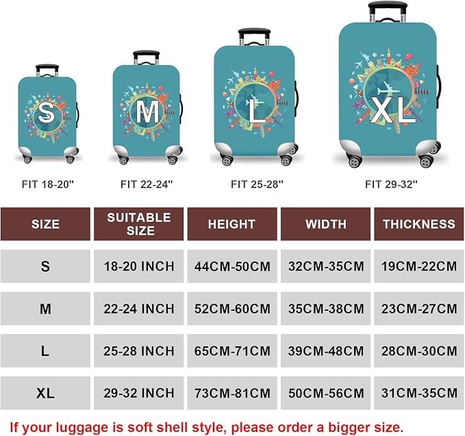 WUJIAONIAO Travel Luggage Cover Baggage Suitcase Cover Protector Skins 18-32 - Image 6