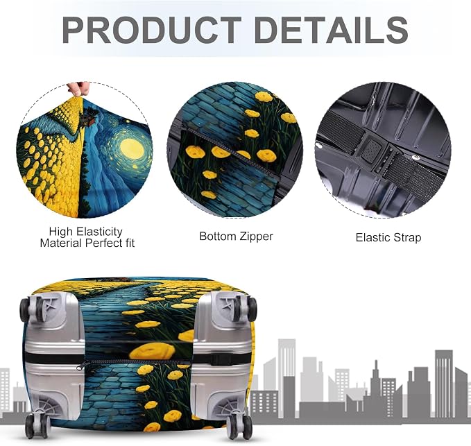 ANNA QUEEN Moonlit Field Luggage Cover, Dreamy Night Landscape Suitcase - Image 3