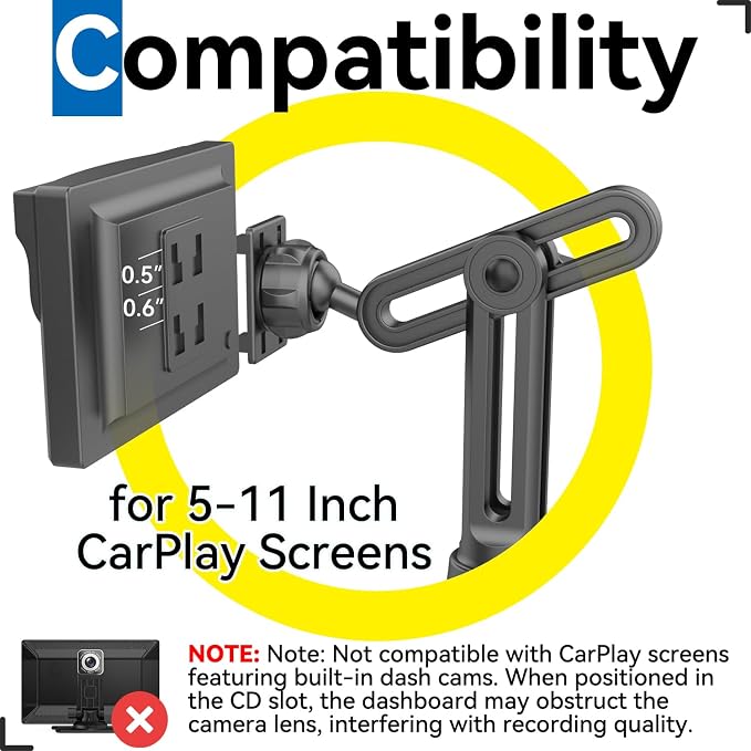 Cup Holder Car Mount for Portable CarPlay Screens, Adjustable Height, Flexible - Image 5