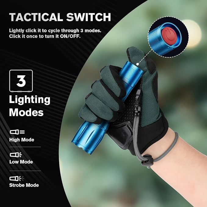 RECHOO LED Flashlight 2 Pack Blue, Tactical Flashlights High Lumens - Image 5