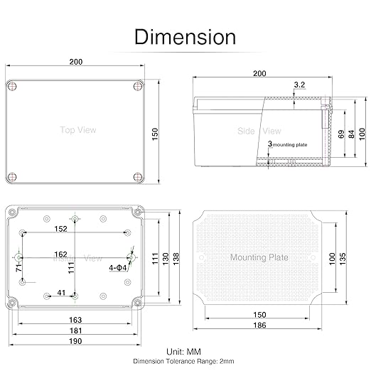QILIPSU Junction Box with Mounting Plate 200x150x100mm - Image 6