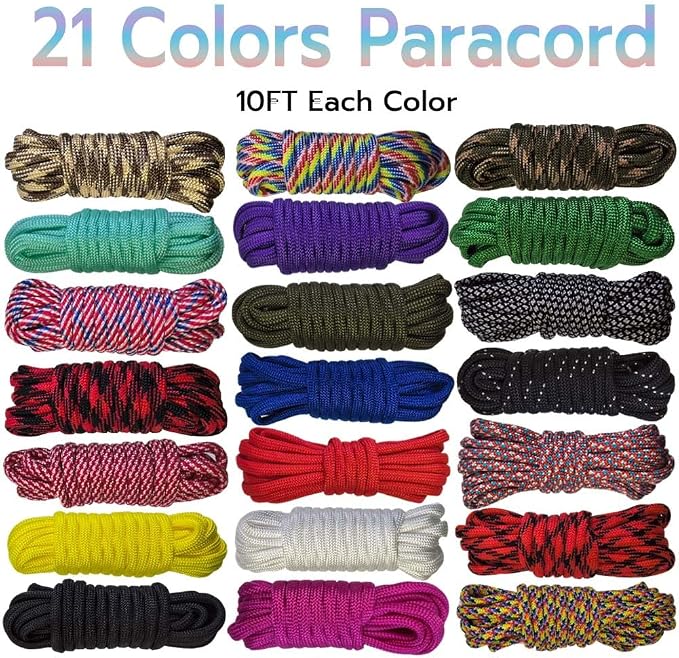 21 Colors Paracord, 550lb Parachute Cord Combo Kit - Image 2