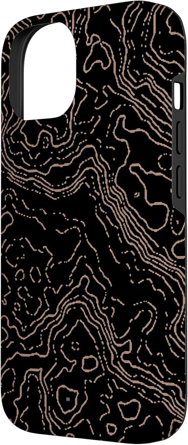 Topography Black & Brown Abstract Pattern Topographic Map Case - Image 2