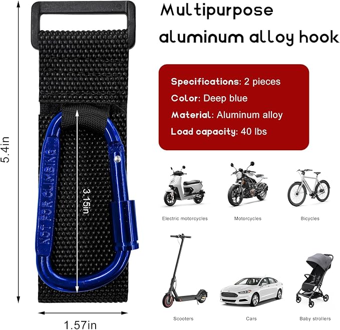 2 PCS UTV Hook for Hanging Headsets, Aluminum Alloy Stroller Carabiner Clips - Image 2