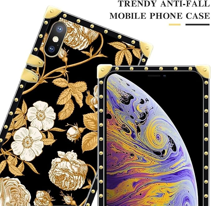 Compatible with iPhone XR Case, Blooming Rose Golden Flower Luxury Golden - Image 4