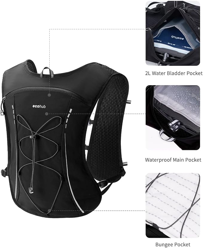 ECOHUB Running Hydration Vest Backpack, Lightweight Breathable Pack - Image 3
