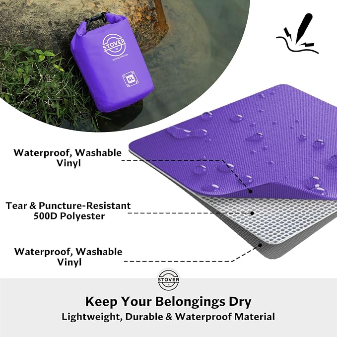 STOVER 5/10/25/30/40/55L Waterproof Dry Bag- Roll-Top Backpack w/Phone Case- - Image 2