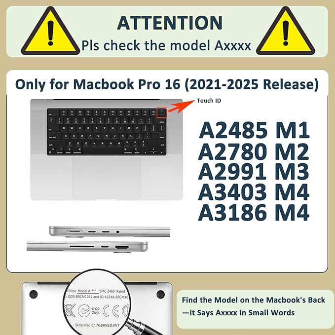 Case for New MacBook Pro 16 inch M4 M3 M2 M1 Pro/Max 2025-2021 Release - Image 2