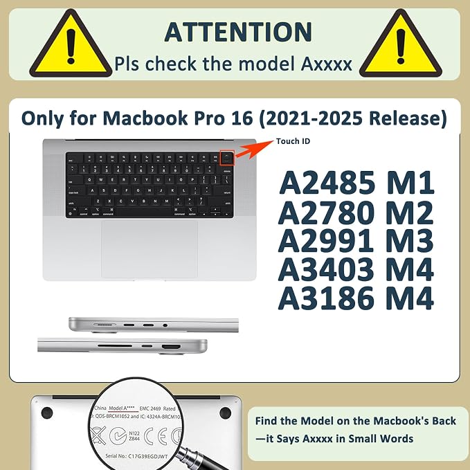 Case for New MacBook Pro 16 inch M4 M3 M2 M1 Pro/Max 2025-2021 Release - Image 2