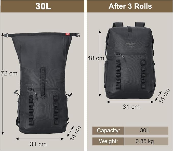 MIER Dry Bag Waterproof Backpack 30L Dry Sack Heavy Duty Roll-Top Closure - Image 3