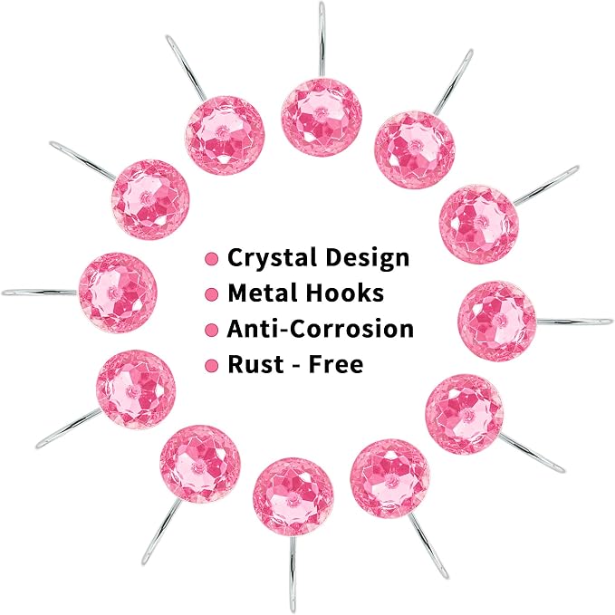 MitoVilla Pink Shower Curtain Hooks Rings, Metal Shower Hooks - Image 4