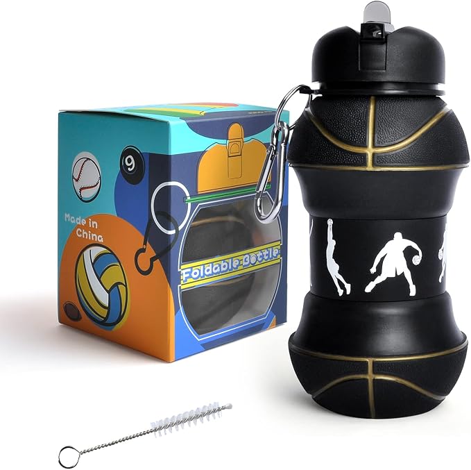Louis Donné Silicone Collapsible Water Bottle, Toddler Water Bottle Black by LouisDonn%C3%A9