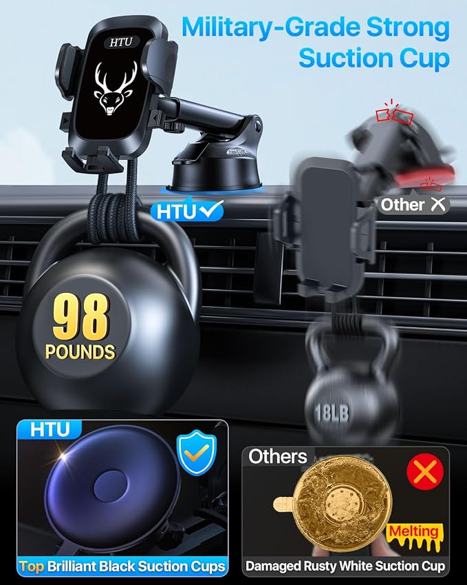 【98+LBS Strongest Suction & Military-Grade】Ultimate Car Phone Mount【Patent & - Image 3