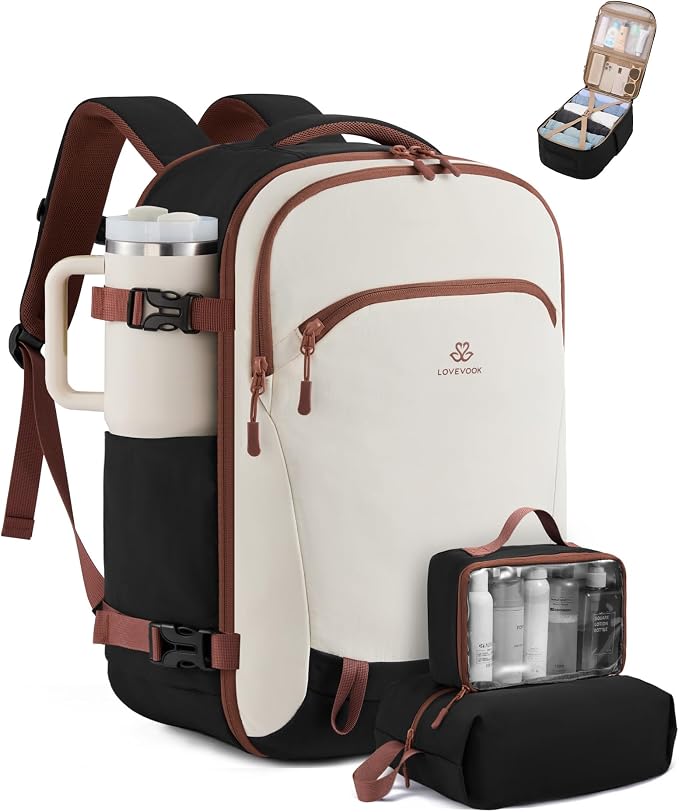 LOVEVOOK 40L Travel Backpack for Women, Airline Approved Carry On Backpack by LOVEVOOK