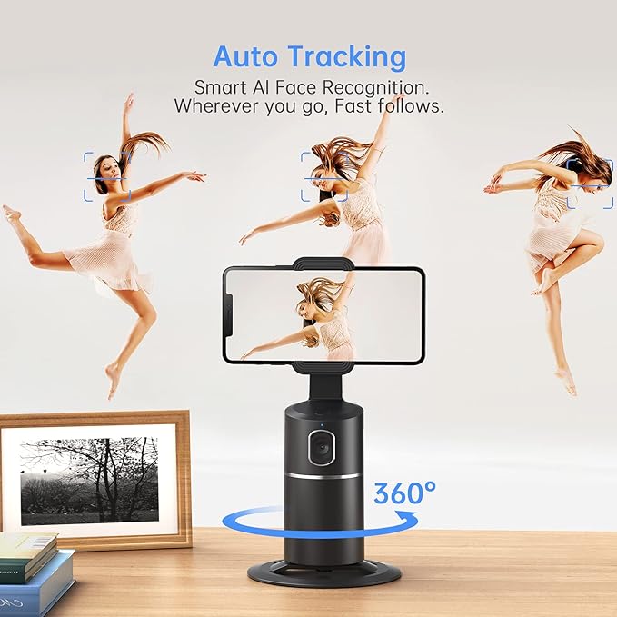camrola Auto Face Tracking Phone Holder, No App Required, 360° Rotation Face - Image 3