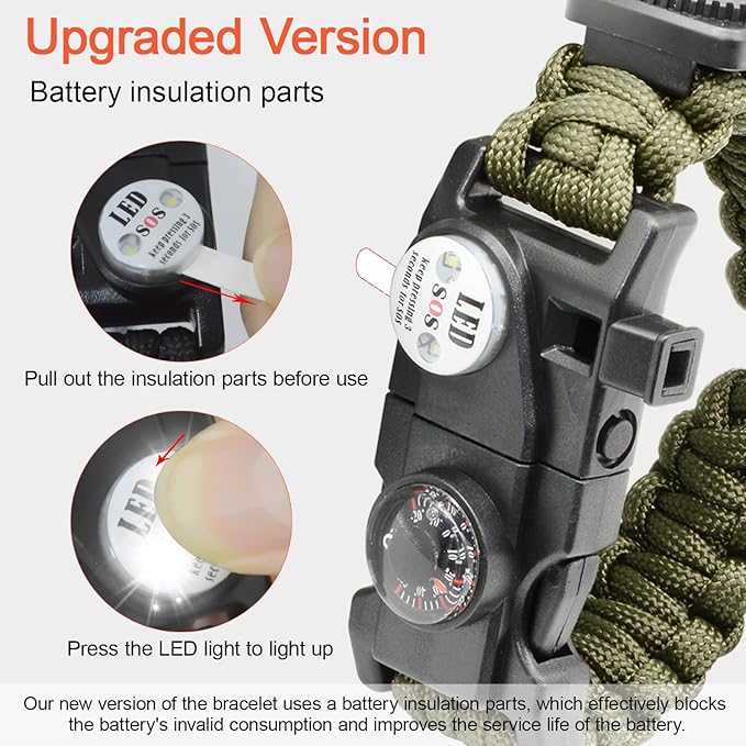 20 in 1 Survival Paracord Bracelet Adjustable Gear Kit - Image 6