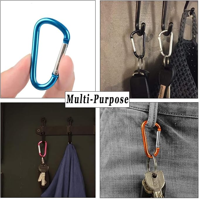 Carabiner Keychain Clip -3" Aluminum Carabiner D Ring, Caribeener Clips - Image 7