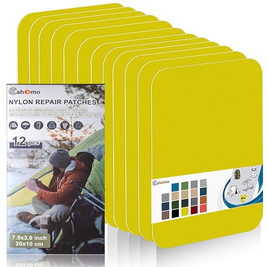 Cahomo 7.9x3.9 inch 12 PCS Nylon Repair Patch Nylon Repair Tape Self Adhesive by Cahomo