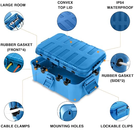 Flemoon Large Outdoor Electrical Box, IP54 Waterproof Outdoor Extension Cord - Image 3