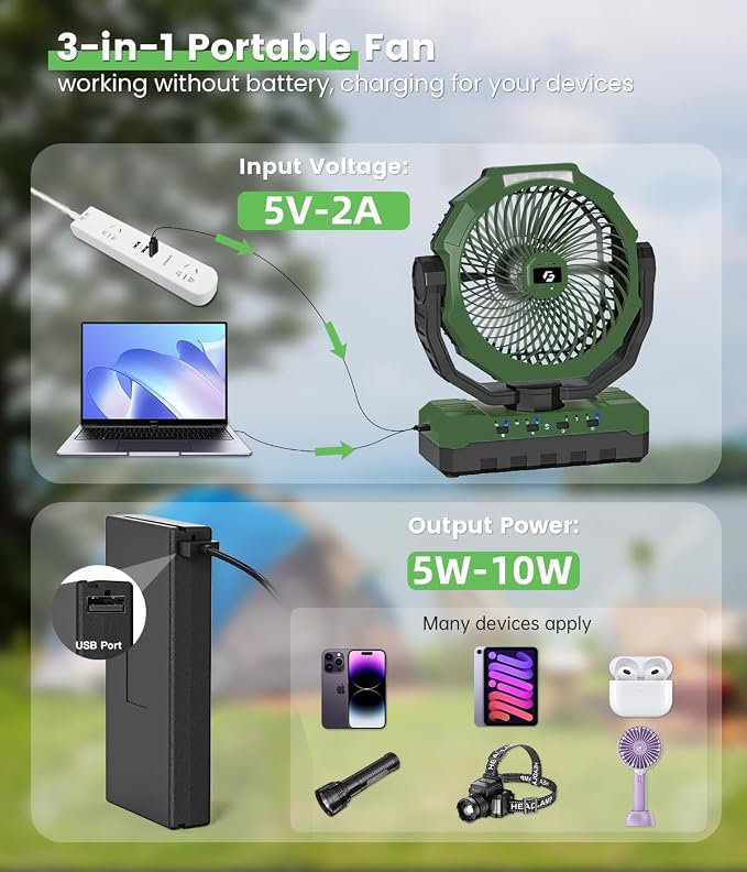 36000mAh Portable Camping Fan - Image 5