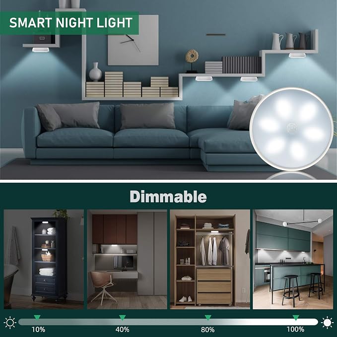 LED Closet Lights Wireless Motion Sensor Puck Light, Newest Version USB - Image 6