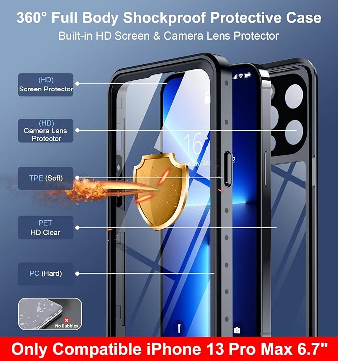 SPIDERCASE Only Designed for iPhone 13 Pro Max Case Waterproof, Built-in Lens & - Image 5