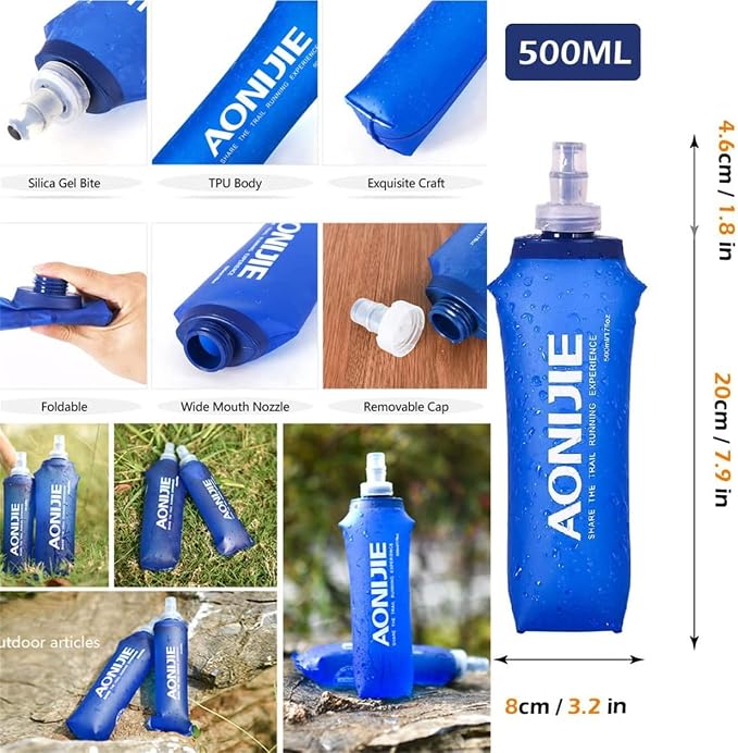 AONIJIE 250ML/350ML/500ML/600ML Portable TPU Soft Water Bottle Folding Soft - Image 7