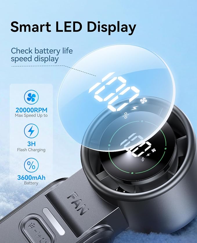 KIMMOO 3-in-1 Portable Handheld Turbo Fan-100 Speeds, Powerful 20000 RPM - Image 6