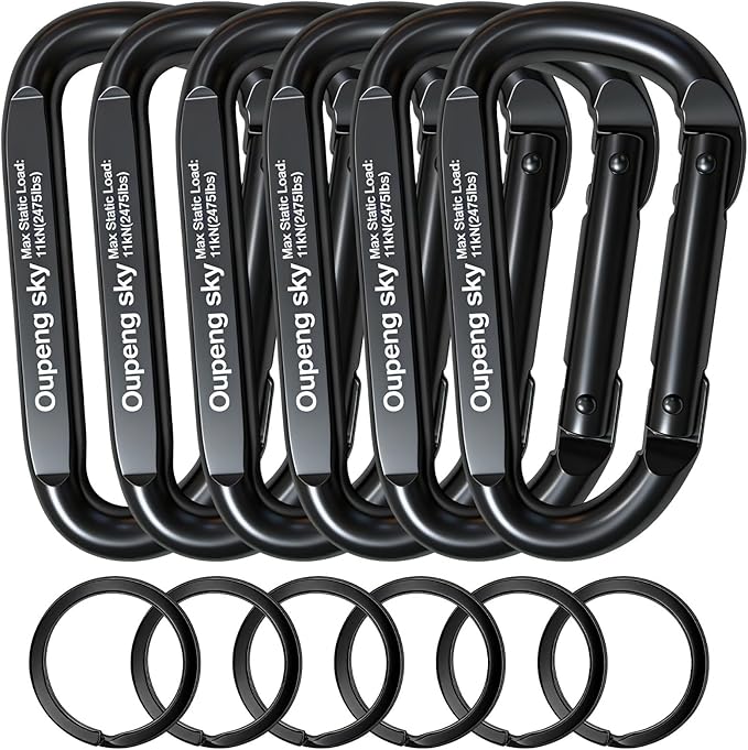 Carabiner Clip, Camping Accessories, Outdoors and Gym etc, D Shaped Spring Hook by Oupengsky