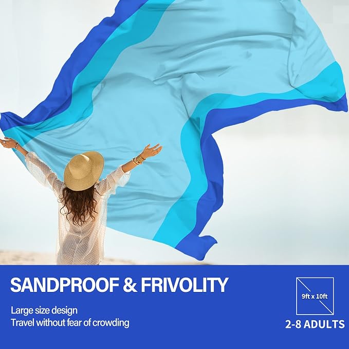 Famstar Beach Blanket Oversized Extra Large 10'X 9', Waterproof Sandproof Beach - Image 5
