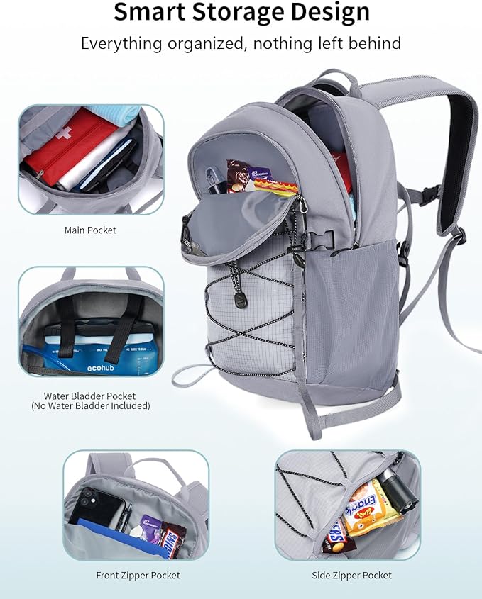 ECOHUB Small Hiking Backpack for Men Women, 20L Lightweight Travel Backpacks - Image 3