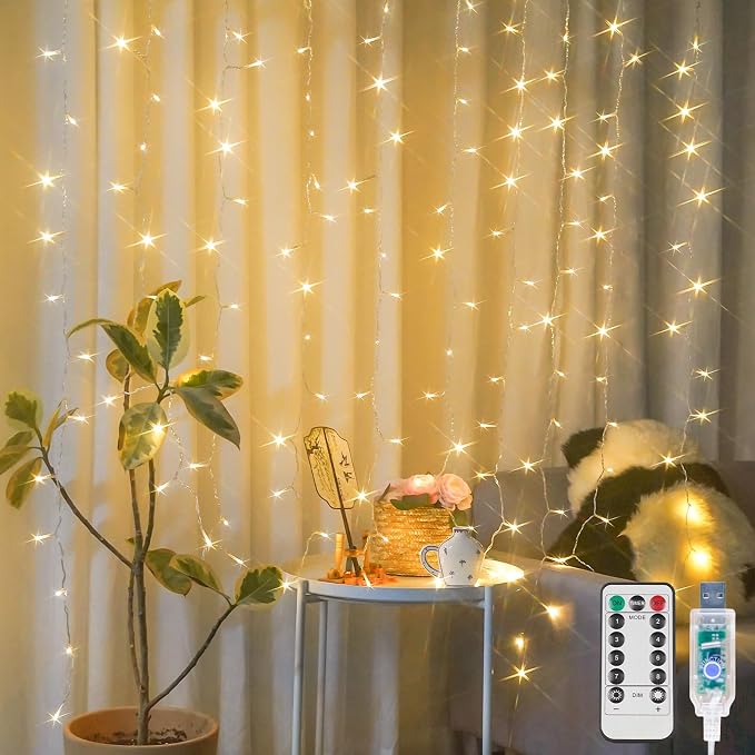 suddus Curtain Lights for Bedroom, 150 Led Hanging String Light Outdoor by SUDDUS