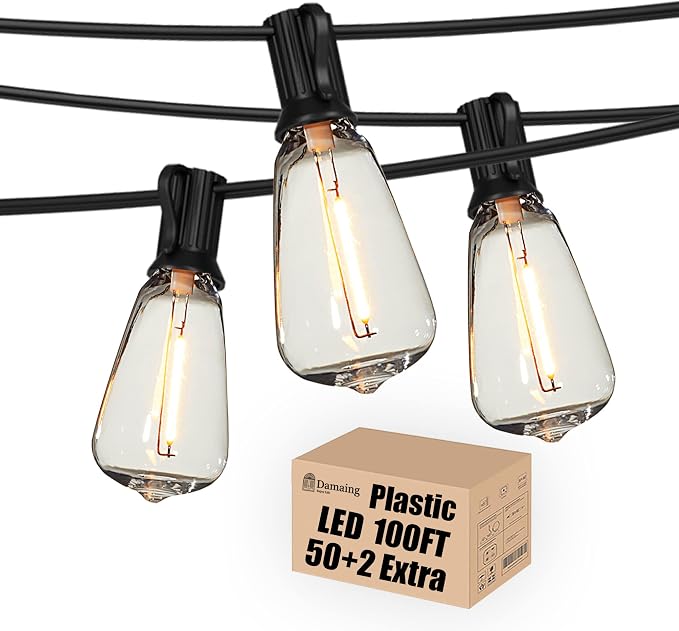 DAMAING Outdoor String Lights LED 100 FT Patio String Lights, 52 ST38 by Lifeisgood