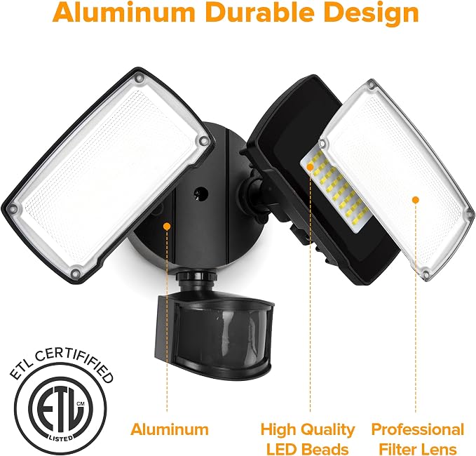 LUTEC 38W 3500 Lumen LED Motion Activated Integrated Dual-Head Floodlight - Image 6