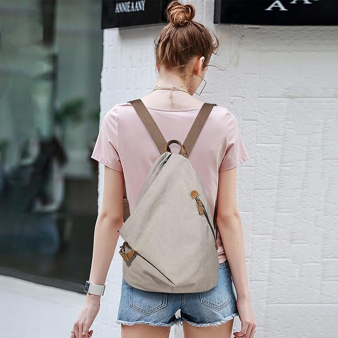 KL928 Canvas Vintage Backpack – Large Casual Daypack Outdoor Travel Rucksack - Image 7