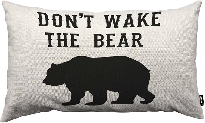 TKS MITLAN Don't Wake The Bear Decorative Pillow Covers Cool Animal Bear Black by TKS+MITLAN
