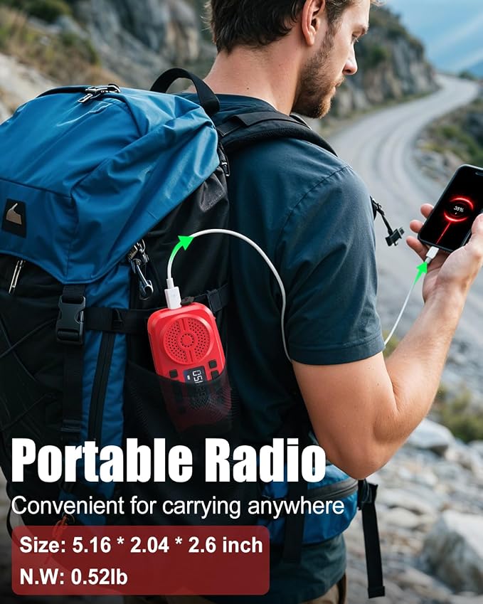 Runningsnail Emergency Weather Radio, 7400mWh Hand Crank Emergency Radio - Image 7
