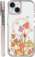 Case for iPhone 14 Plus/15 Plus, Retro Mushroom Sunflower Phone Case Design，for by Toulas