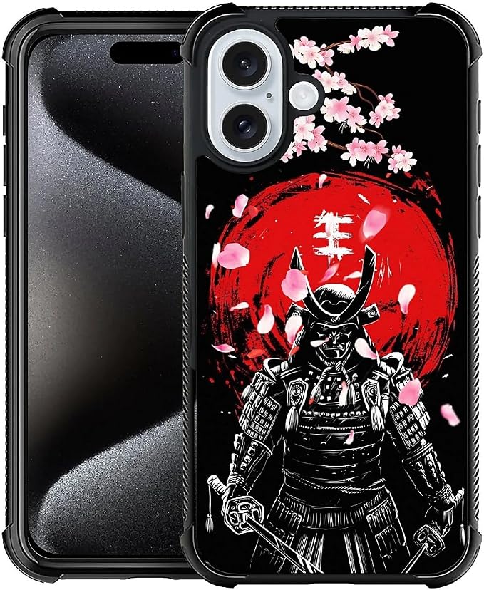 for iPhone 16 Case, Sakura Japanese Samurai Pattern Graphic Design Girl Boy by FKBRCL4U
